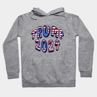 Red White Blue Stars Stripes TRUMP 2024 Hoodie